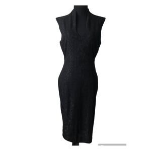 Almost Famous Black V-Cut Bodycon Midi Black Dress Size Medium